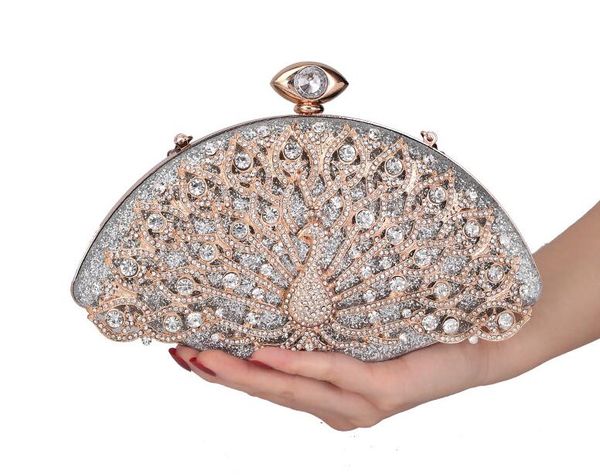 New Women Designer Handbags Rhinestones Beaded Ladies Party Bag Bridal Purse Hollow Diamond Banquet Single Strap Formal Bag 22cm*15cm*7cm