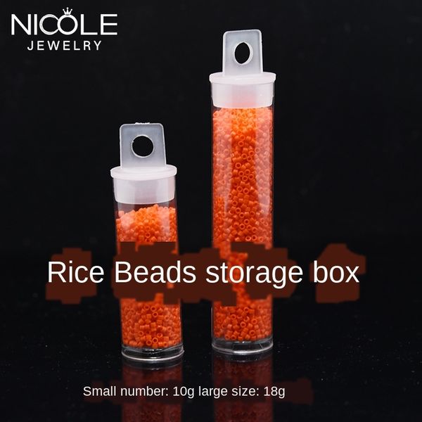 

japanese rice beads transparent plastic round tube bead with adhesive hook packing box bulk beads accessories nicole accessories, Silver