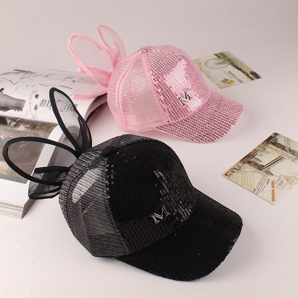 

new children's net hat children's  bow rabbit ear sequins tu er baseball cap baseball cap baby's cool hat, Blue;gray
