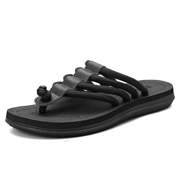 

casual men slippers summer mens sandals male outdoor breathable comfort slip on peep toe platform sandalias hombre eva slippers, Black