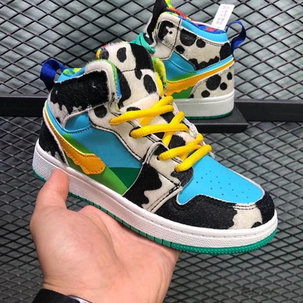 

2020 new ice cream kids 1s space jam bred concord gym red basketball shoes children boy girls youth sneakers toddlers, Black