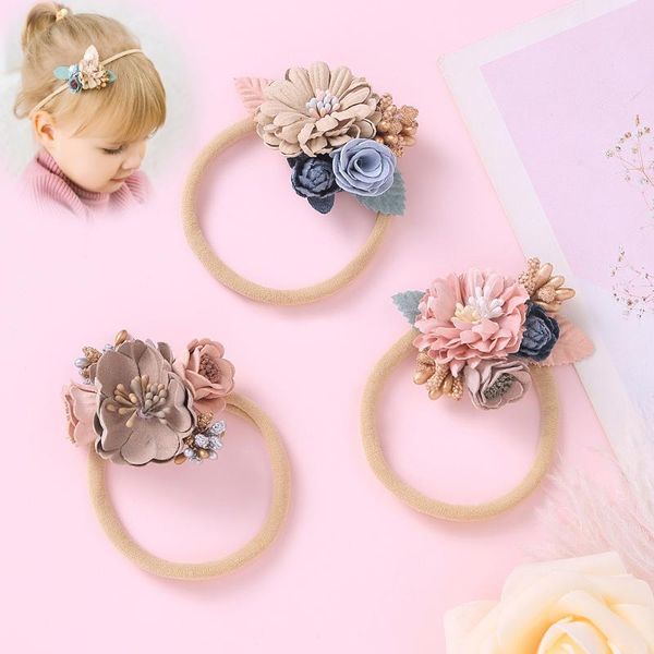 

3pcs infant baby headband fashion princess hair band kids girl flower hair accessories newborn pgraphy props turban headband, Slivery;white