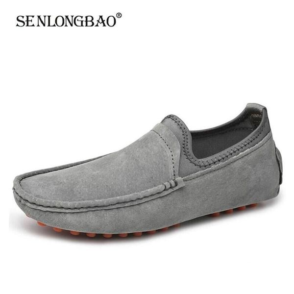 

brand genuine leather men's loafers comfortable flat casual shoes men breathable slip-on boat shoes soft driving moccasins, Black