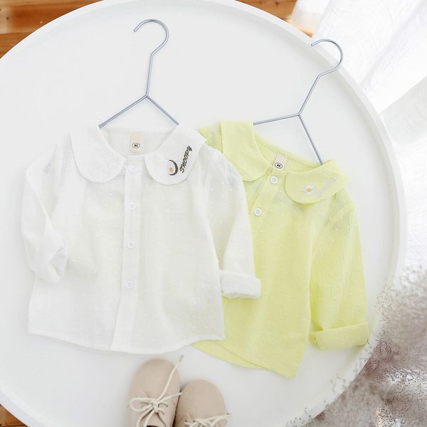 

baby solid color long-sleeved doll shirt 2020 new girls' clothes 1-5 years old children's korean doll shirt ey038, White;black