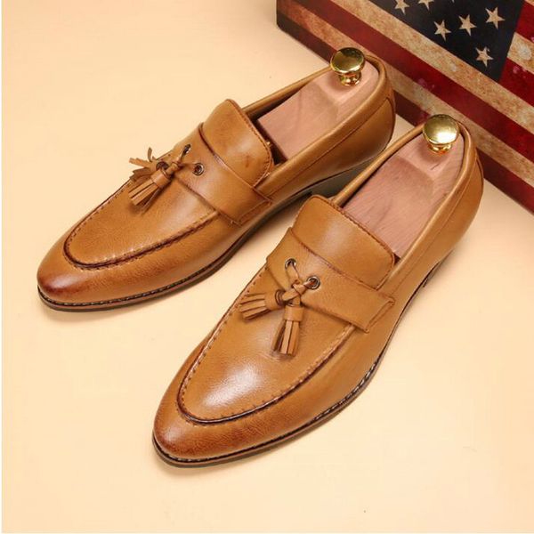 

brand new fashion classic point toe oxfords for men moccasins loafers shoes mens business party tassels driving shoes, Black