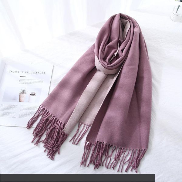 

scarves winter long section of female korean student thick winter autumn and winter solid color double-sided cashmere scarf shawl dual, Blue;gray