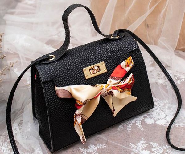 

designer women's bag litchi scarf handbag 2020 one shoulder bow crossbody handbag