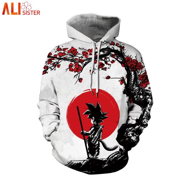 

alisister anime goku hoodies long sleeve spring pocket hooded sweatshirts 3d digital print men women casual pullover 3xl, Black