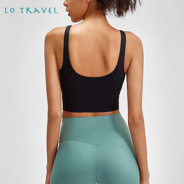 

lotravel u-back butter soft workout gym yoga bras women naked-feel padded athletic running fitness sport crop brassiere, White;black
