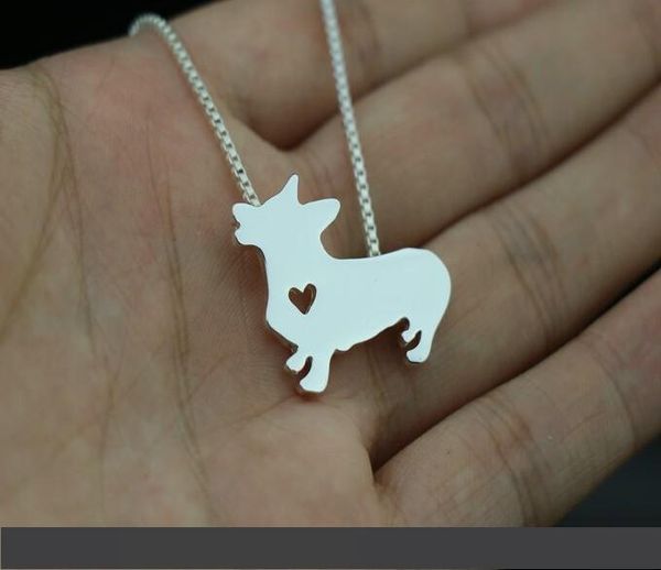 

welsh corgi dog necklace dog pendant animal jewelry, Silver
