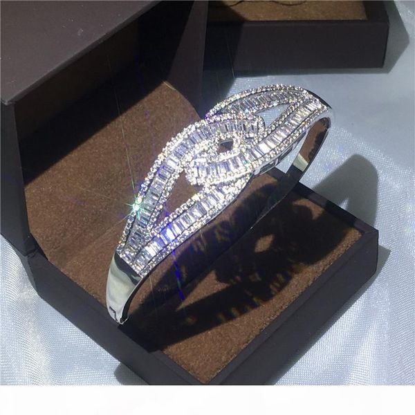 

a choucong cross design bracelet diamond s925 sterling silver engagement wedding bangle for women gift fashion accessaries, Golden;silver