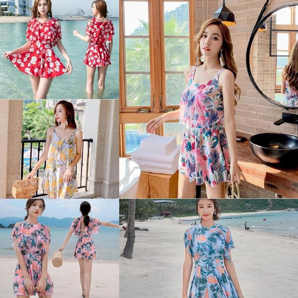 

handsome women's belly covering slimming lest large swimsuit swimsuit size cute girl sweet skirt beautiful western style xs, Black