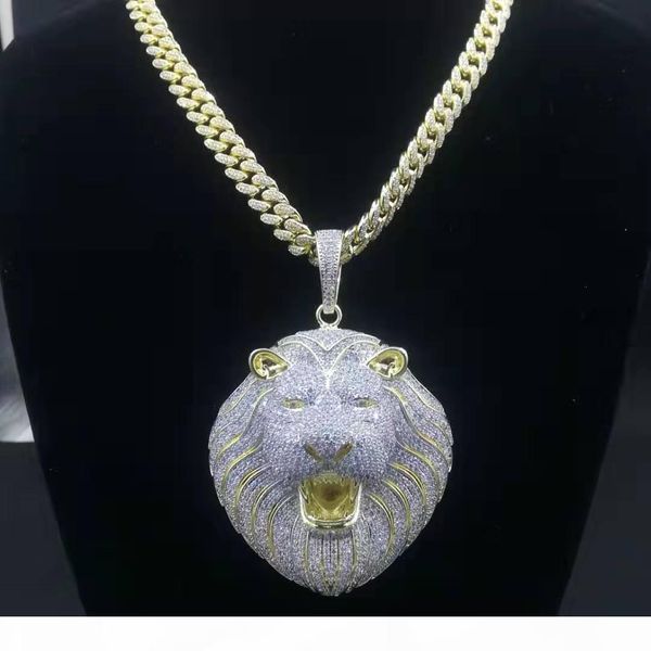 

hip hop bling цепи ювелирные изделия мужчины iced out подвеска роскошная ожерелье mens золота цепи подвески алмазные кубинский ссылка rapper, Silver