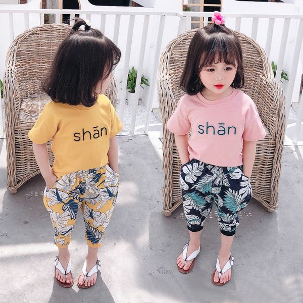 

fkmo7 короткими рукавами 2020 летний новый корейский стиль ребенка случайные короткий рукав женщин костюм женской одежды двухсекционный кост