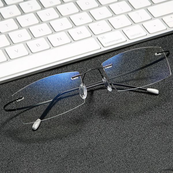 

ultralight rimless square reading glasses anti blue light presbyopic eyewear computer goggles fashion gold magnifier, White;black