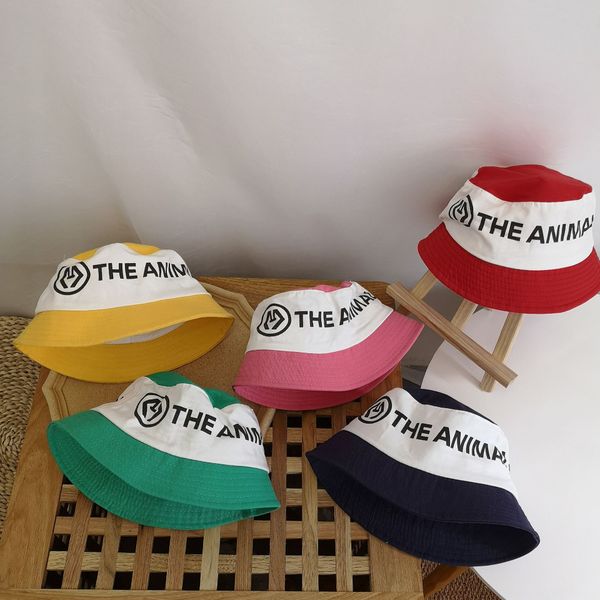 

soygp autumn 2020 harajuku wind flat letter color matching children fisherman fashionable boys' and girls' concave shape basin buc, Yellow