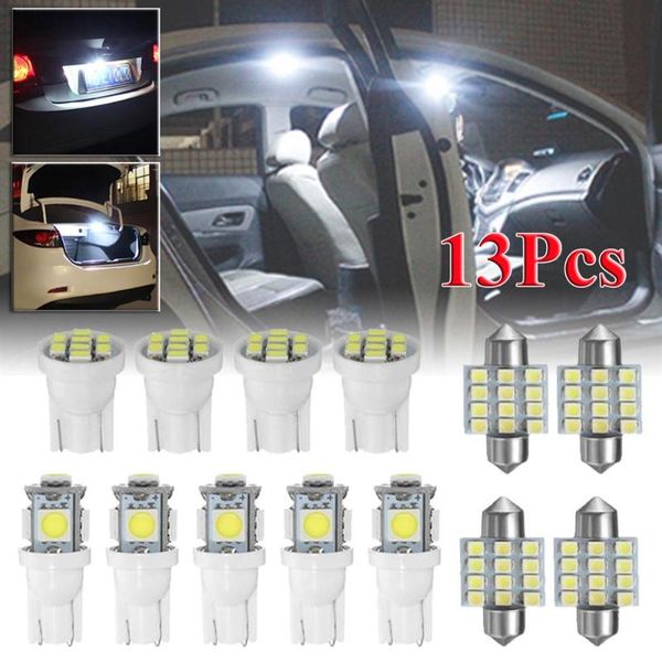 

13pcs 3models car interior lights white auto led bulbs 12v high power super bright roof ceiling lamp for dome license plate lamp