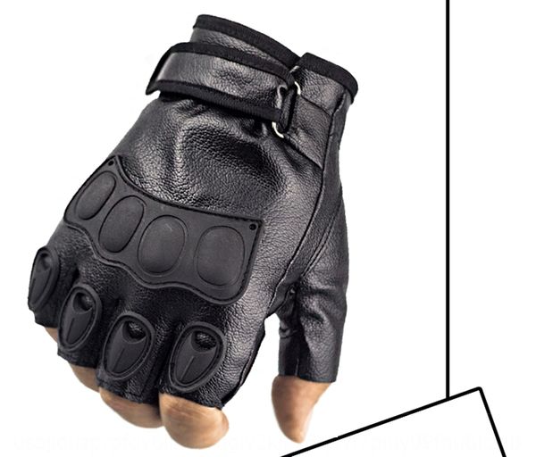 

leather lines half finger pu leather men's open finger tactics gloves and gloves outdoor riding driving half summer thin, Black