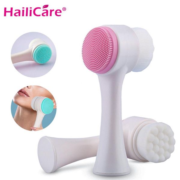 

cleaning 3d double sides multifunctional silicone face cleanser facial cleansing brush portable massage tool