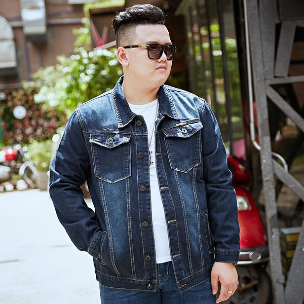 

8xl men denim jacket men's business casual jeans outerwear man cotton denim jackets deep blue spring autumn clothes, Black;brown