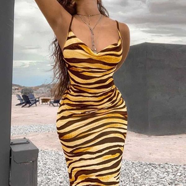 

casual dresses animal print zebra women midi long dress strap bodycon streetwear party 2021 autumn winter clothes outfit clubwear, Black;gray