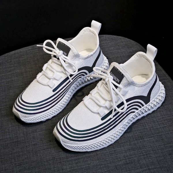 

super fire reflective flying knit shoes women 2020 summer autumn korean version of ulzzang harajuku wild student leisure, Black