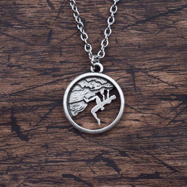 

sanlan 1pcs rock boy climber necklace, climbing jewelry, Silver
