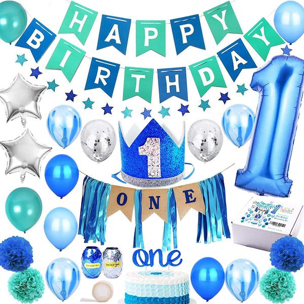 

1 year old birthday set boy party decoration supplies baby 1 year old birthday balloon set banner one