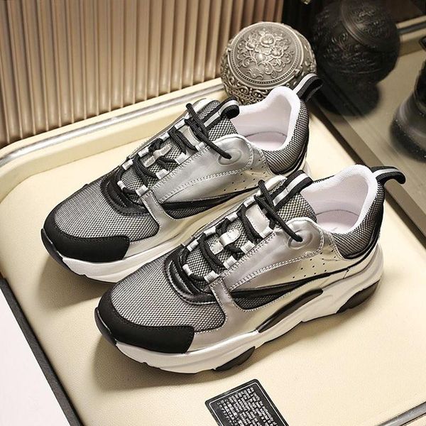 

mens luxury shoes b22 calfskin sneaker lace -up autumn and winter footwears fashion classic skateboarding casual shoes sale, Black