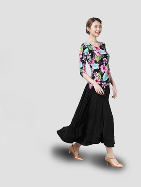 

waltz dance dress new dress performance big swing dance modern competition skirt national standard ballr, Black;red
