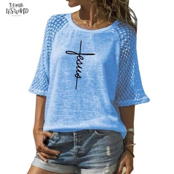 

fashion lace crew neck t shirt faith letters print t shirt for women plus size female tumblr funny summer, White