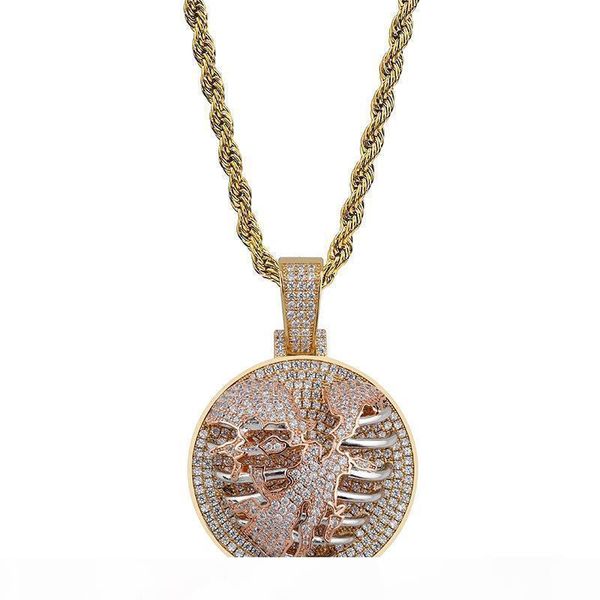 

мужские 18k gold iced out cz cublic цирконий персонализированный tore сердце crack lung круглый ожерелье twist цепи hip hop оптовой продажи, Silver