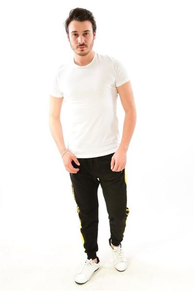 

мужские облегающий троттинг карманной молния желтого sweatpants 2495, Black