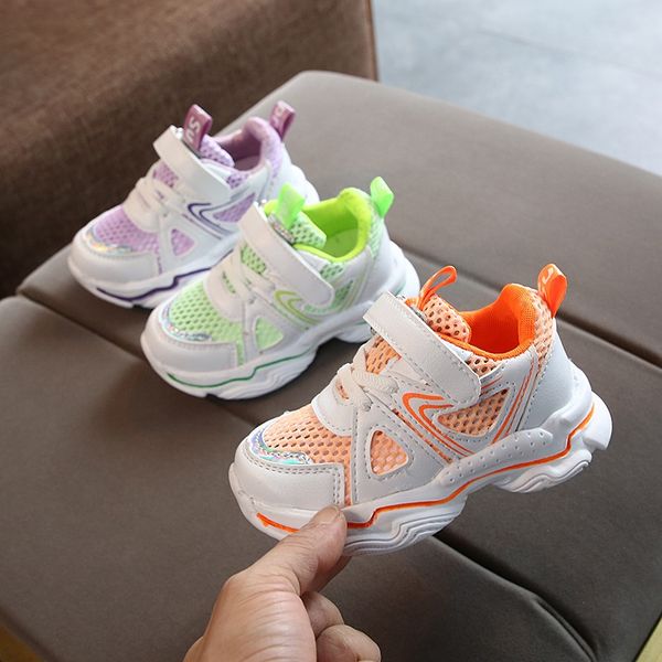 

hbvsi summer 2020 single mesh breathable hollowed-out children's luminous shoes 1-6 luminous years old 3 boys' baby anti-skid soft, Black