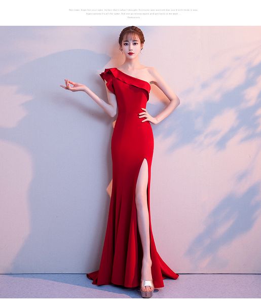 

evening dress female new banquet chen qixiong red long section dignified atmosphere slim slim fishtail skirt, Black;red