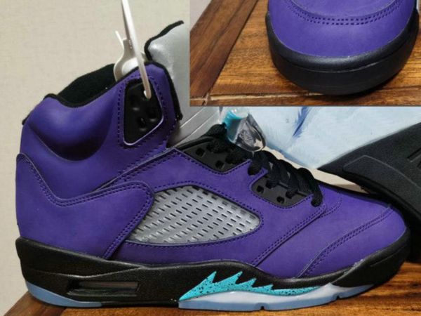 

2020 new 5 retro grape men/women/kids basketball shoes 5s v black grape purple aqua youths big boy sport sneakers
