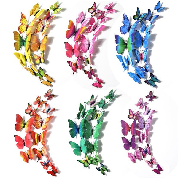

12pcs wall sticker decal butterflies 3d wall art party wedding home decors butterfly fridge wall decal on sale