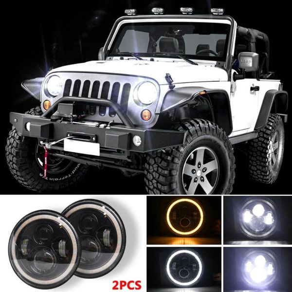 

7 inch 140w led headlights light halo angle eye for wrangler cj jk lj 97-17 car replacement light accessories