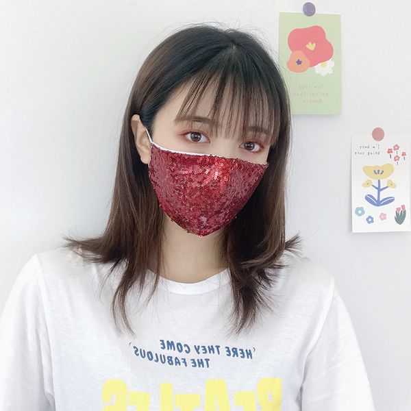 

bling bling sequins protective mask pm2.5 dustproof mouth cover washable face masks fashion bar dance earloop cotton cycling mask bwe481
