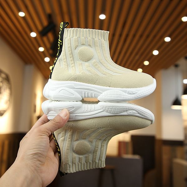 

autumn 2020 new children's sports sports knitted elastic socks shoes winter high-girls' casual shoes boys, Black