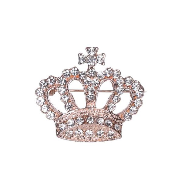 

fashion alloy queen crown brooch pin rhinestone brooch clothes ornament for women female ladies(rose gold, Gray