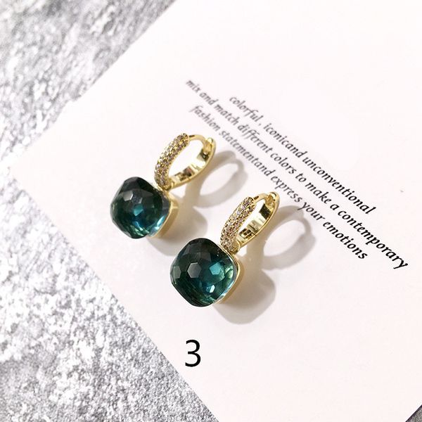 

2020 красиво цветная медь с ювелирными изделиями конфеты цветными кальцита кристалл серьга стержень золота алмазы серьга женщины серьгой, Golden