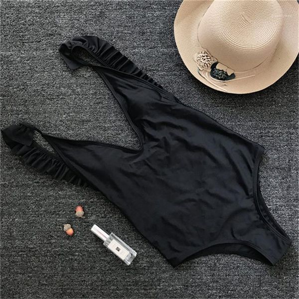 

swimwear floral print and pure color ladies bikini fashion bathing high waist womens clothing one piece, White;black