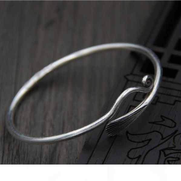 

e luxury jewelry s999 sterling silver bracelets open simple bangles for women classic fashion of shipping, Black