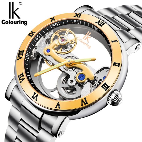 

promotionbrand ik luxury solid stainless steel 50 m dive swimming waterproof transparent skeleton business men's automatic mechanical watch