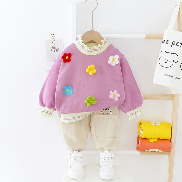 

baby girls cute princess suits spring flowers fashion lace + slacks sweet 2pcs sets kids baby girl cloths, White