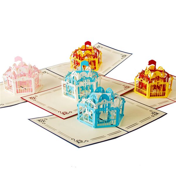 

greeting cards 3d laser cut handmade carving merry-go-round whirligig shape paper invitation card postcard children kids birthday gift