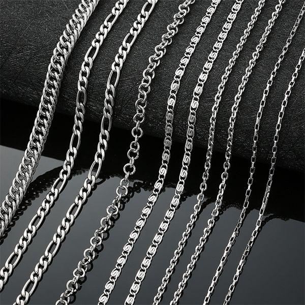 

aziz bekkaoui fashion link chain choker necklace for men women stainless steel silver color necklace mens box chain gift 45-70cm