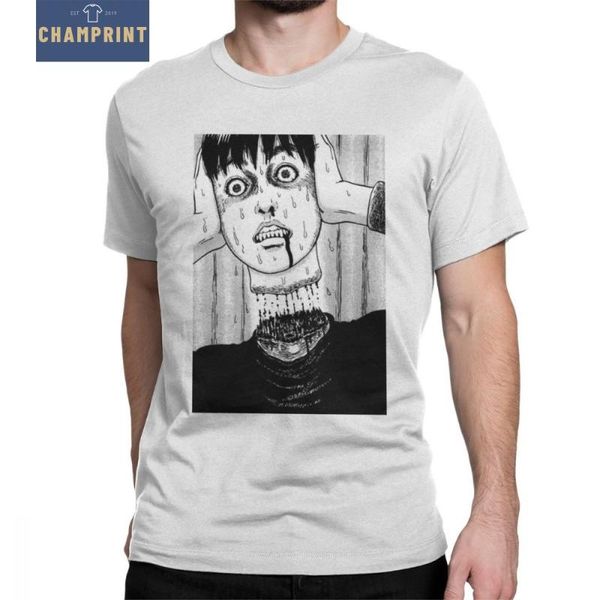 

horror halloween ho junji ito red turtleneck t-shirt man short sleeve casual tee shirt purified cotton wholesale t shirts, White;black