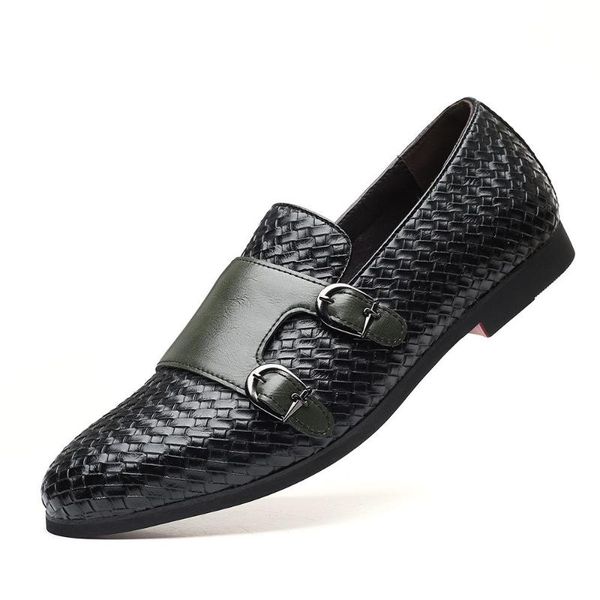 

errfc concise men black dress shoes fashion designer knit buckle strap monk shoes for man office career leiusre size 38-48